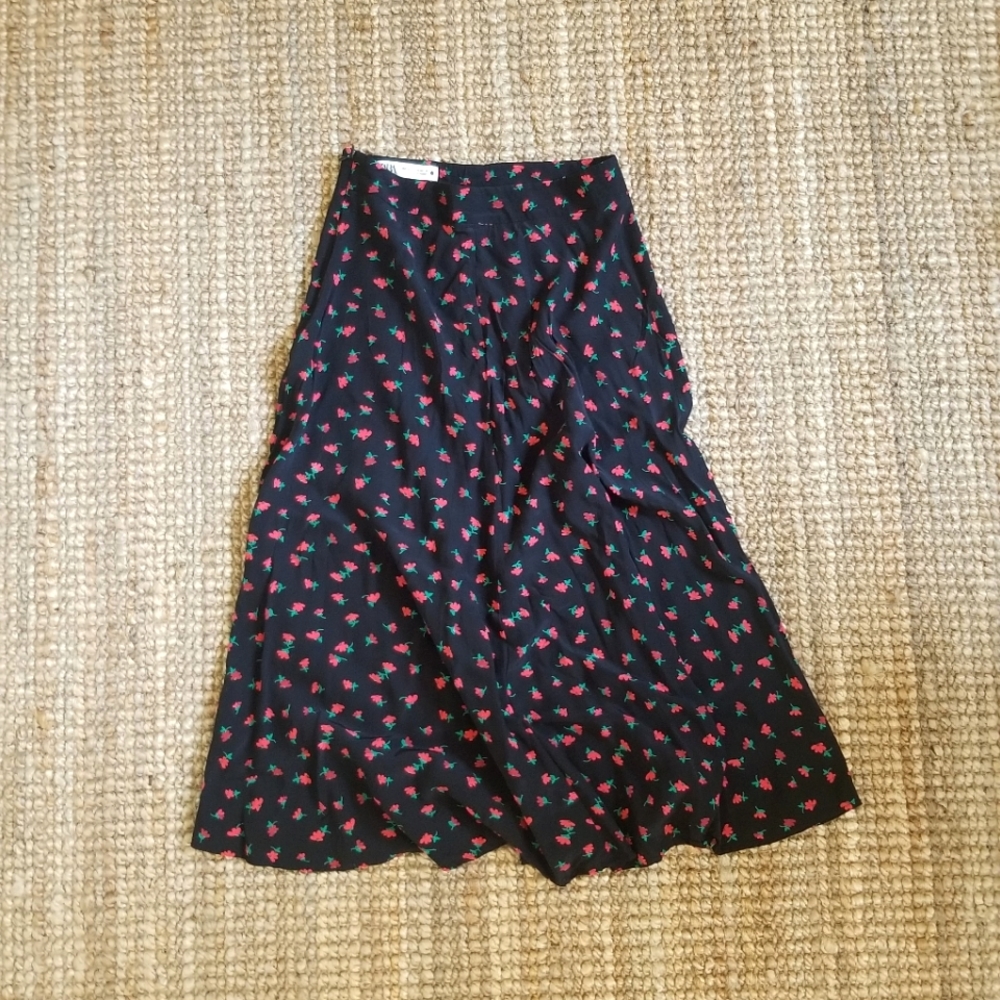 Zara xs black floral midi dress